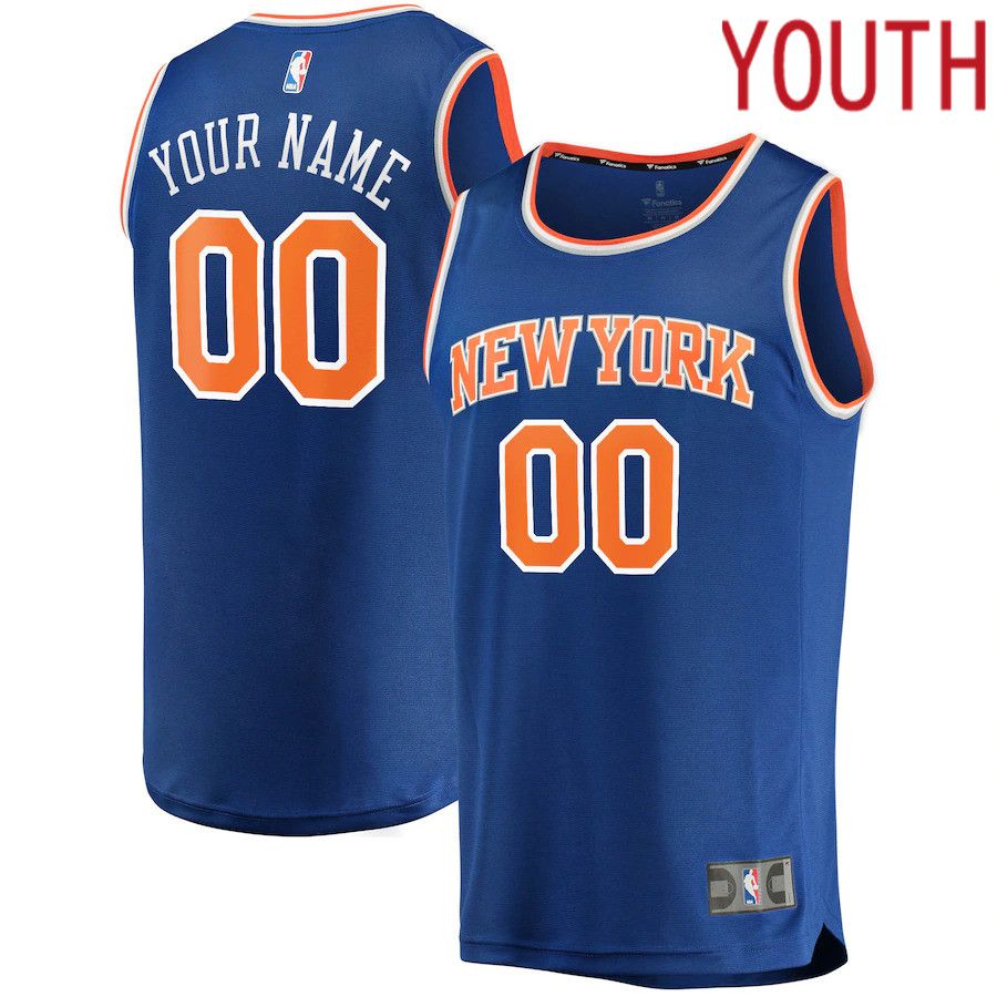 Youth New York Knicks Fanatics Branded Blue Fast Break Custom Replica NBA Jersey